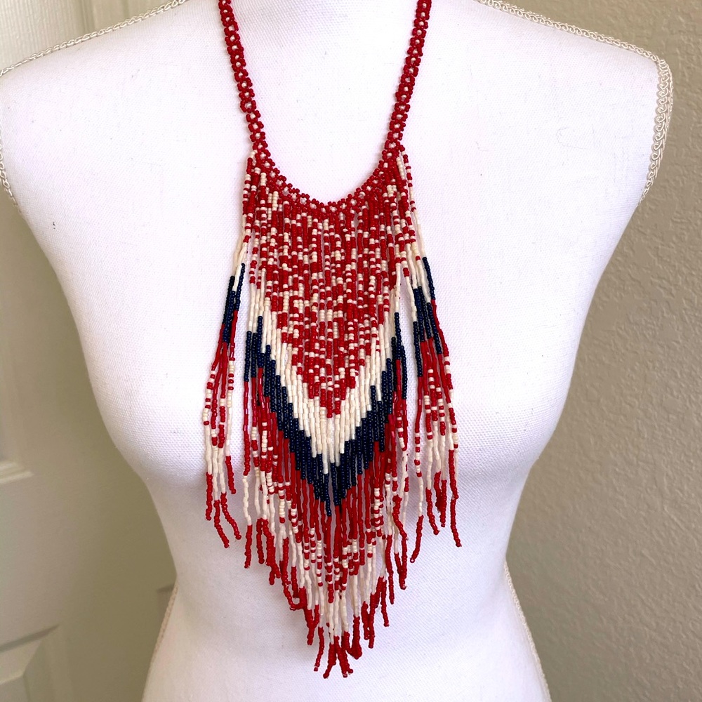 Unique beaded necklace- perfect for July 4th!